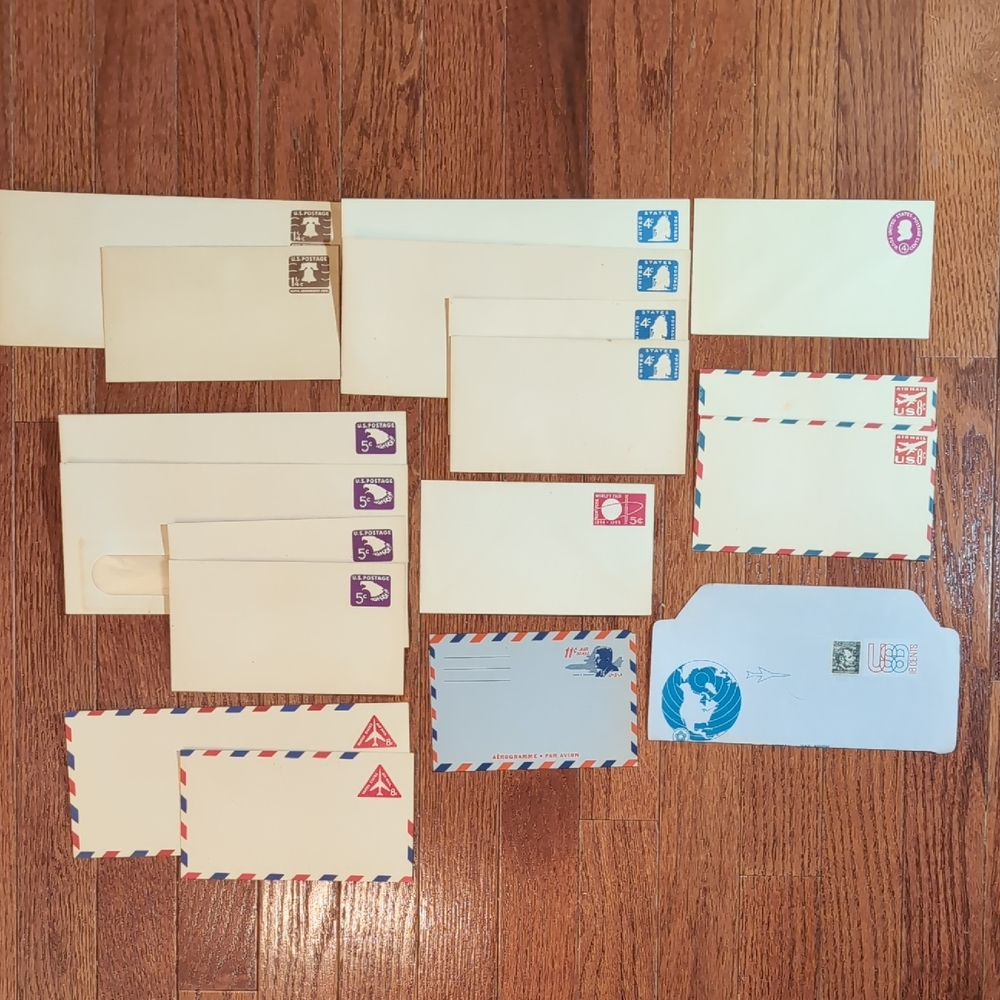 USPS Envelopes with Stamps + Airmail Bundle